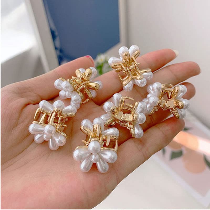 WALLMATE™ Mini Pearl Hair Clips for Women & Girls - 6 Pack Elegant Flower Pearl Bangs Clips, Wedding Hair Accessories | Perfect for Bridal, Prom, Party & Everyday Use
