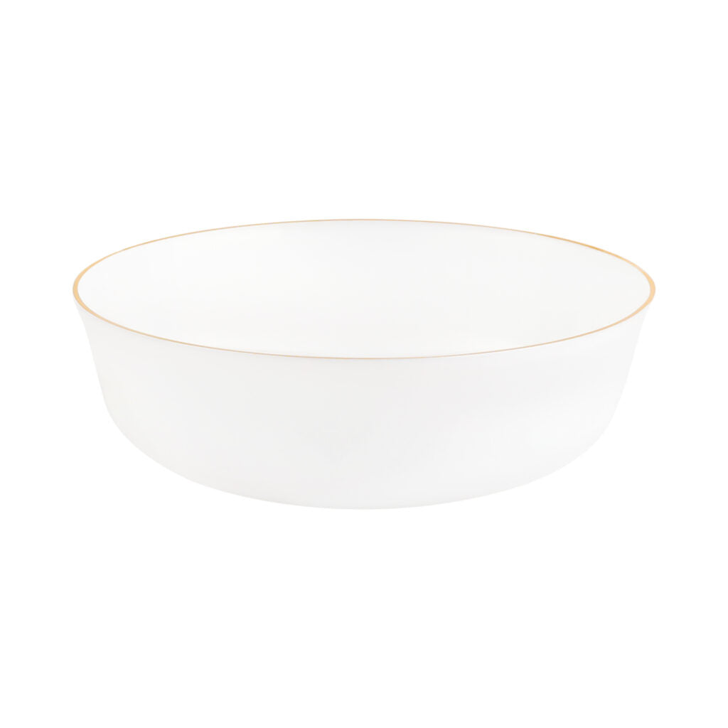 16 oz. Pearl & Gold Round Plastic Soup Bowls - Set of 10 | Durable & Stylish Disposable Bowls for Parties, Catering & Home Use