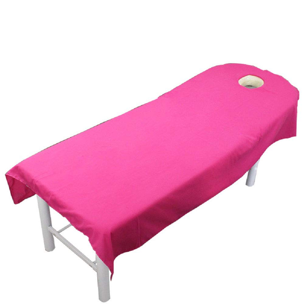 1 Piece Beauty Massage Bed Sheet with Face Hole - SPA Massage Table Cover Flat Sheet (Rose Red, 80x190cm) for Facial Treatments & Professional Massage Therapy