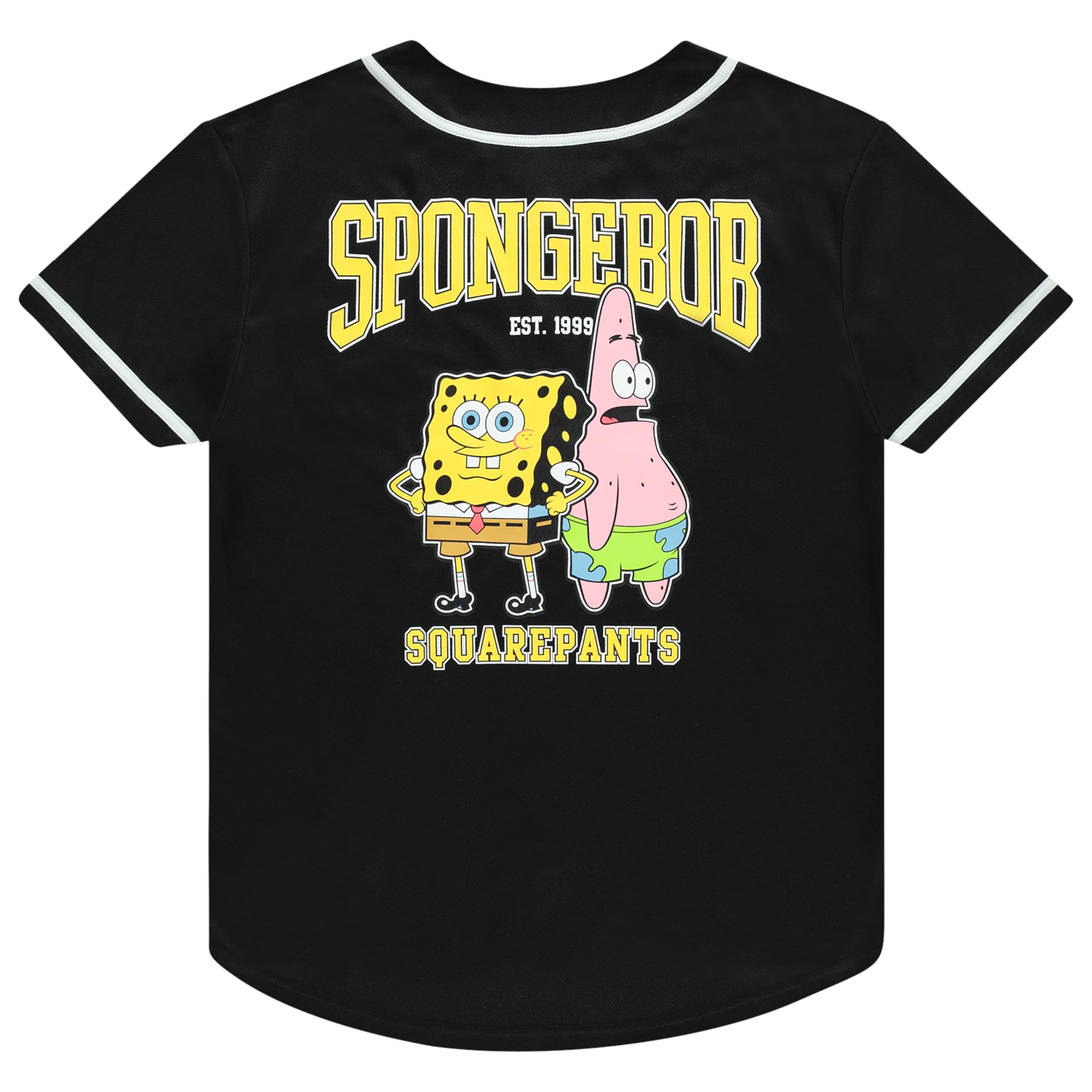 SpongeBob SquarePants Baseball Jersey for Men - Cartoon Character Button Down Shirt (SpongeBob, Patrick, Squidward & Mr. Krabs) - Breathable Mesh Sports Jersey - Perfect for Cosplay, Halloween Costumes & Baseball Games
