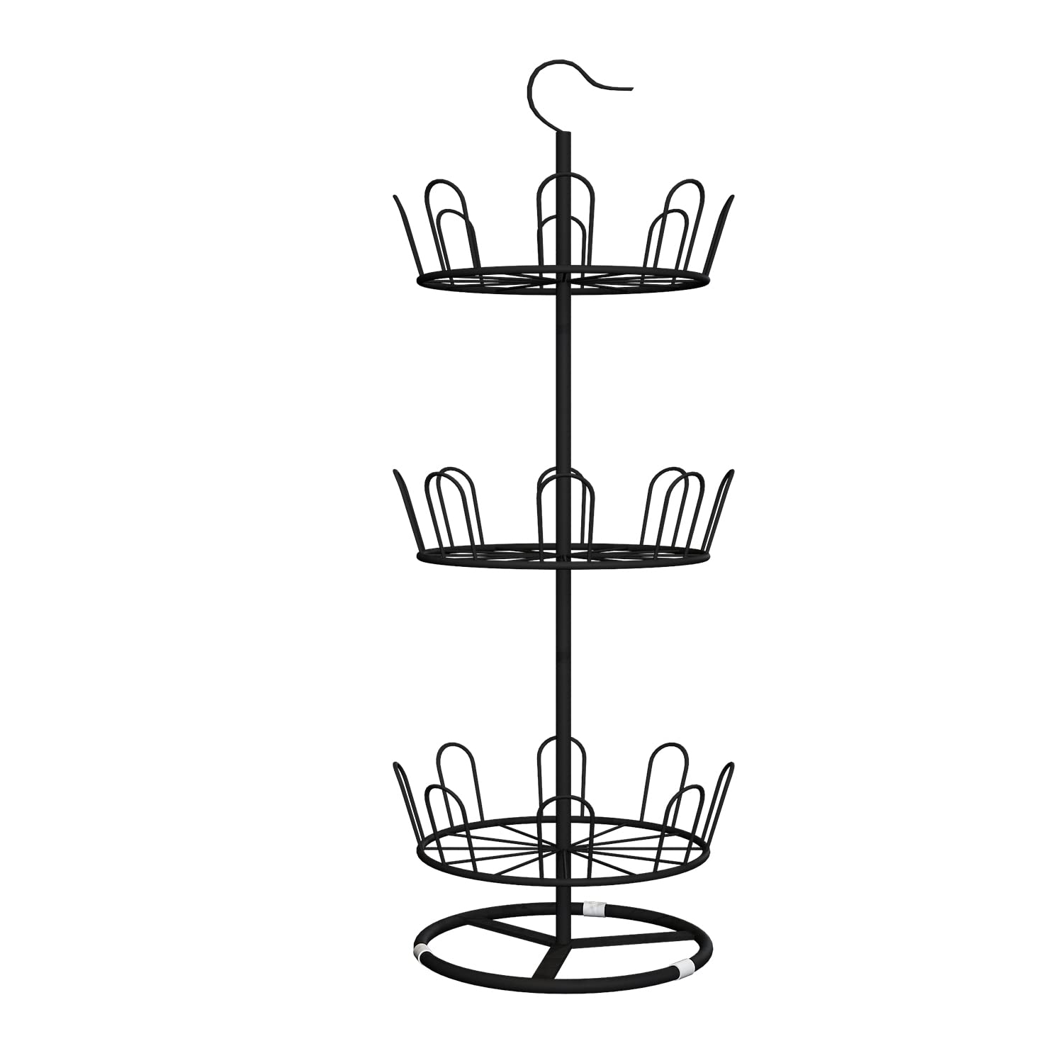 3-Tier Rotating Shoe Rack Organizer - Black Round Iron Shoe Tree Stand with 360° Spinning Design | Perfect for Closet, Bedroom & Entryway Shoe Storage Organization
