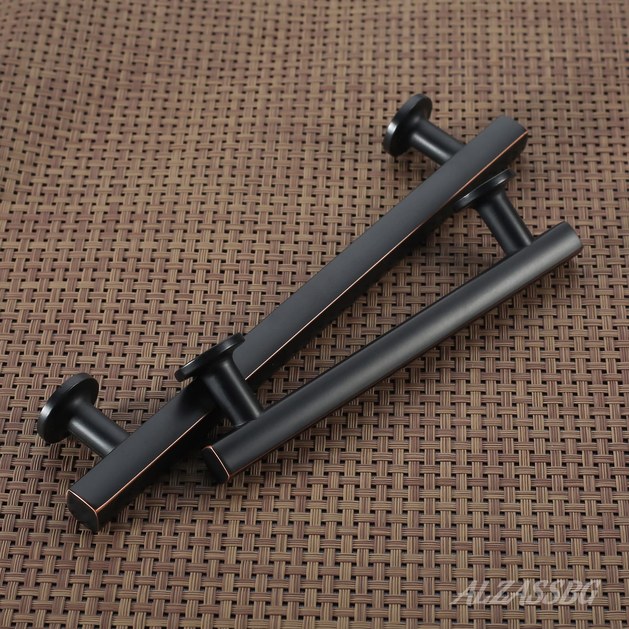 Alzassbg 10 Pack Oil Rubbed Bronze Cabinet Pulls - 4 Inch (102mm) Hole Center Straight Bar Handles for Kitchen Cabinets & Drawers - Durable Hardware (AL3084ORB) - Perfect for Modern Kitchens, Bathroom Vanities & Furniture Upgrades