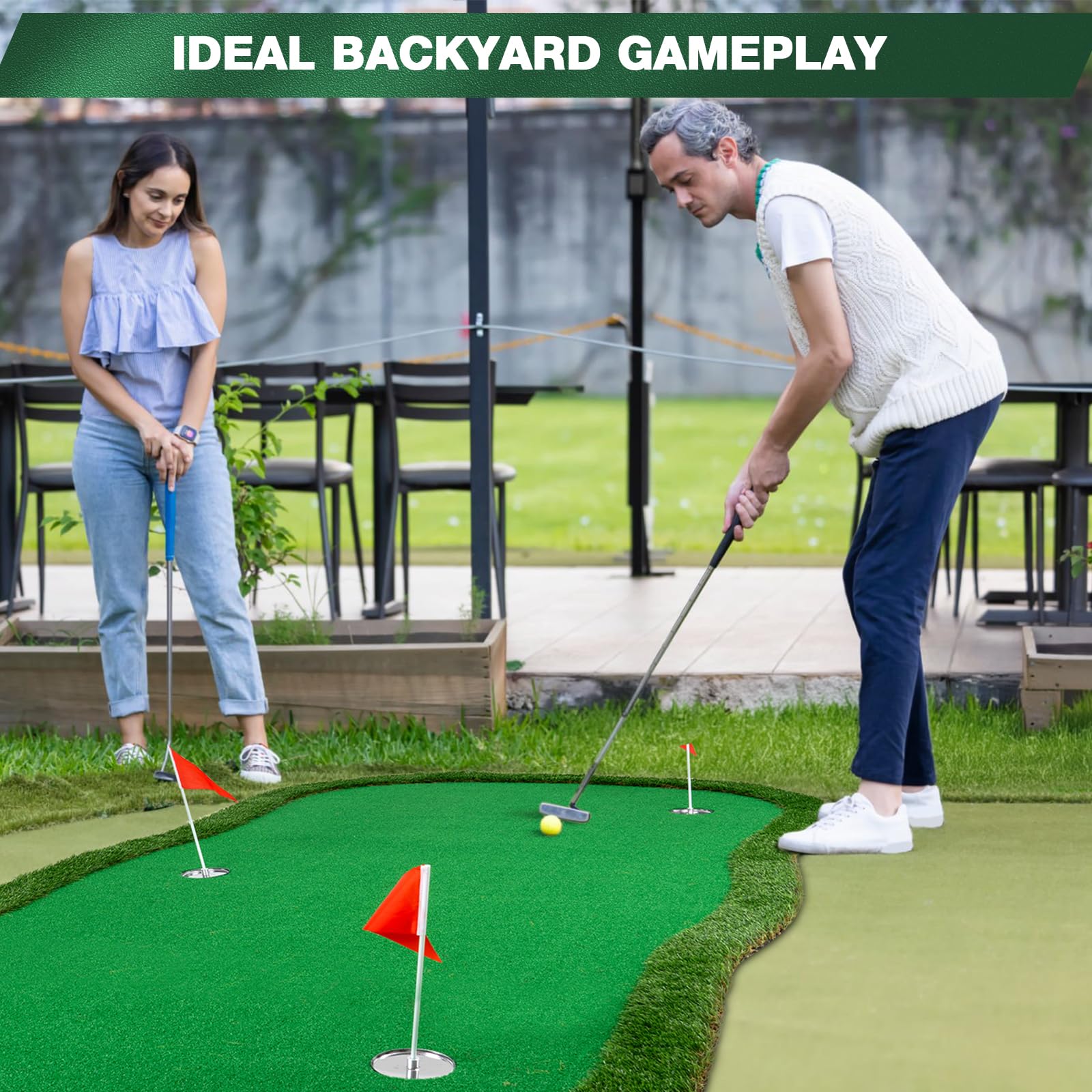 Premium 5x10ft Golf Putting Green Mat - Thickened Professional Indoor/Outdoor Practice Turf for Realistic Golf Training | Perfect for Home, Office & Backyard Use