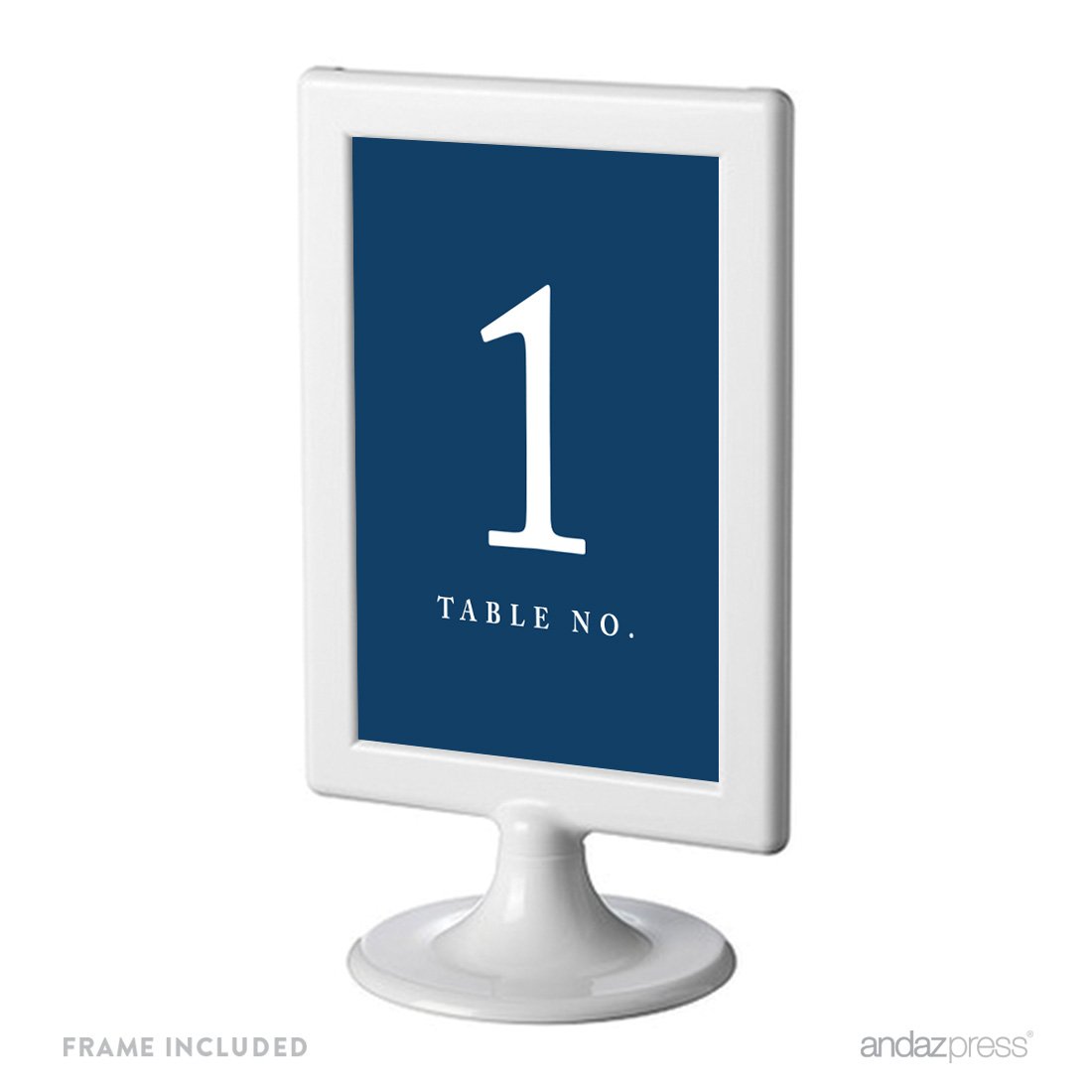 Andaz Press Framed Double-Sided Wedding Table Numbers 1-8, Navy Blue, 4x6 Inch, Includes 8 Stands – Perfect for Wedding Reception, Banquet, and Event Decor