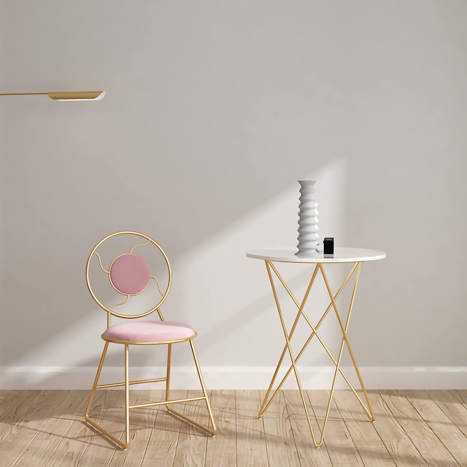 Modern Dining Chairs Set of 2 - Upholstered Fabric Armless Side Chairs with Sturdy Metal Legs & Iron Art Back Design for Kitchen, Cafe, Living Room & Bedroom | Perfect for Small Spaces, Breakfast Nooks & Contemporary Dining Areas