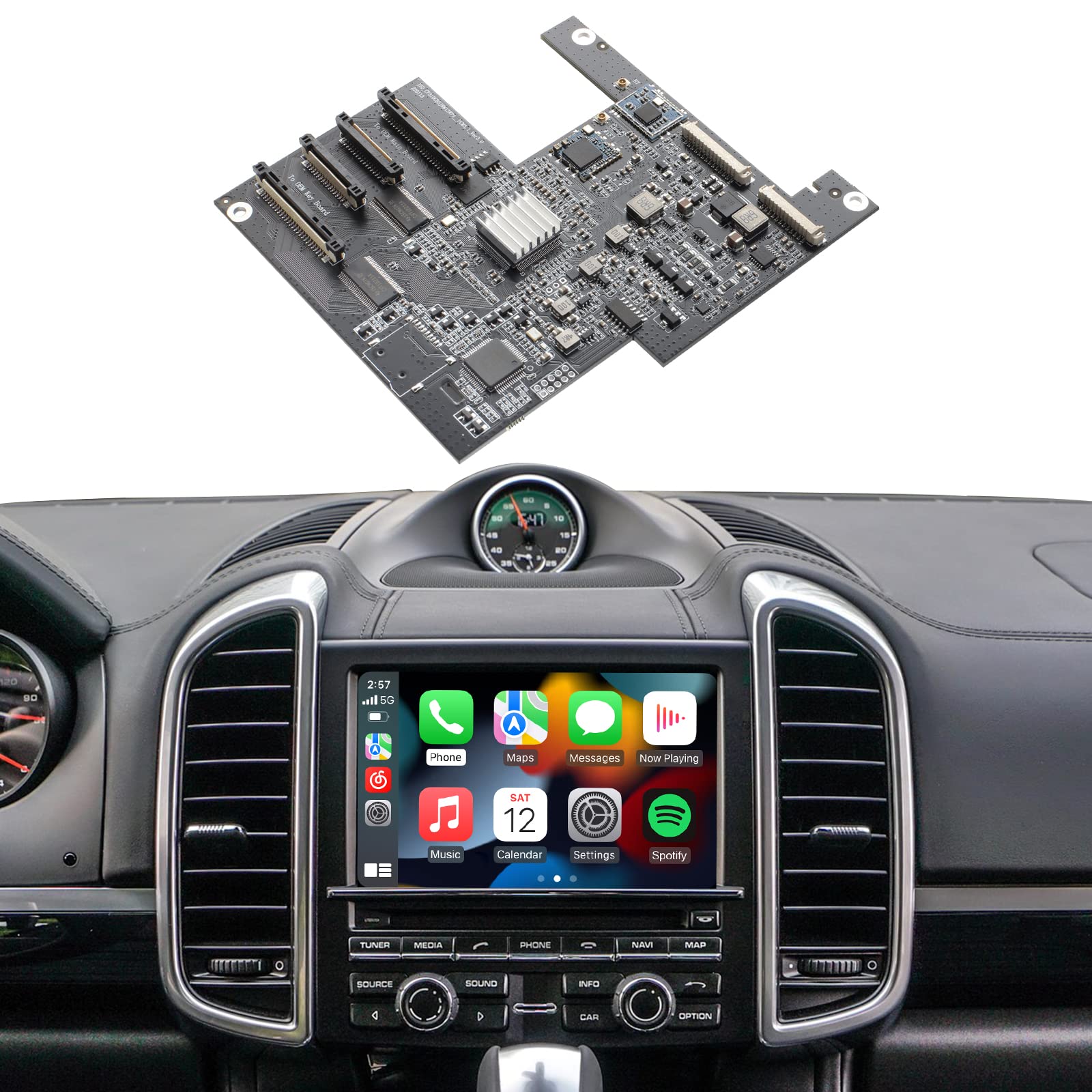 PCM 3.1 Wireless CarPlay & Android Auto Module for Porsche Panamera Cayenne Macan Cayman Boxster 911 718 - Supports Reverse Camera, Parking Sensor, Mirror Link & Steering Wheel Control - Perfect for Hands-Free Navigation & Entertainment While Driving