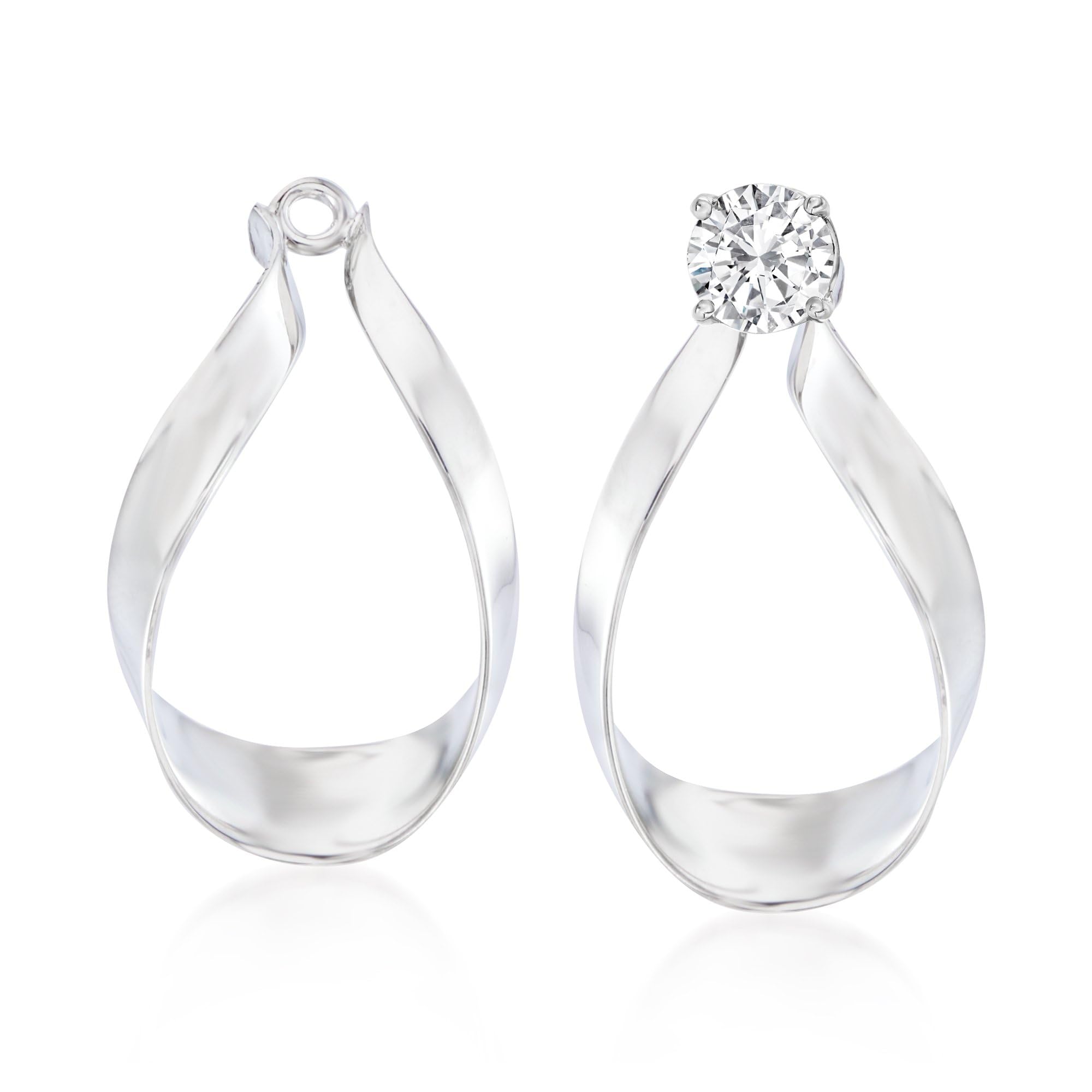 Ross-Simons Sterling Silver Ribbon Drop Earring Jackets - Elegant Wedding & Evening Wear Accessories