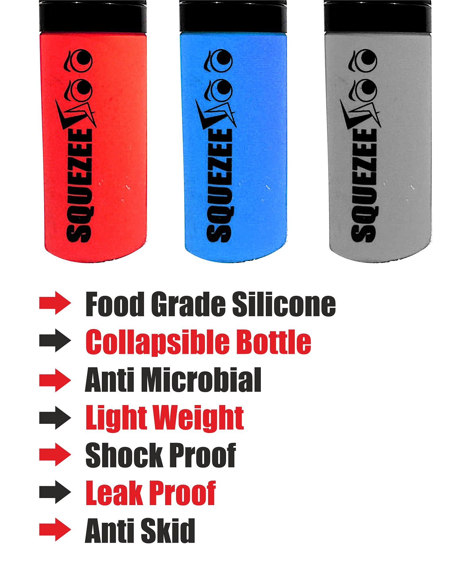 **ZONTOM LyveFresh 500ml BPA-Free Silicone Foldable Water Bottle - Leakproof, Portable for Travel, Gym, Sports & Outdoor Activities | Compact Design for Hiking, Camping & Daily Use | Grey**