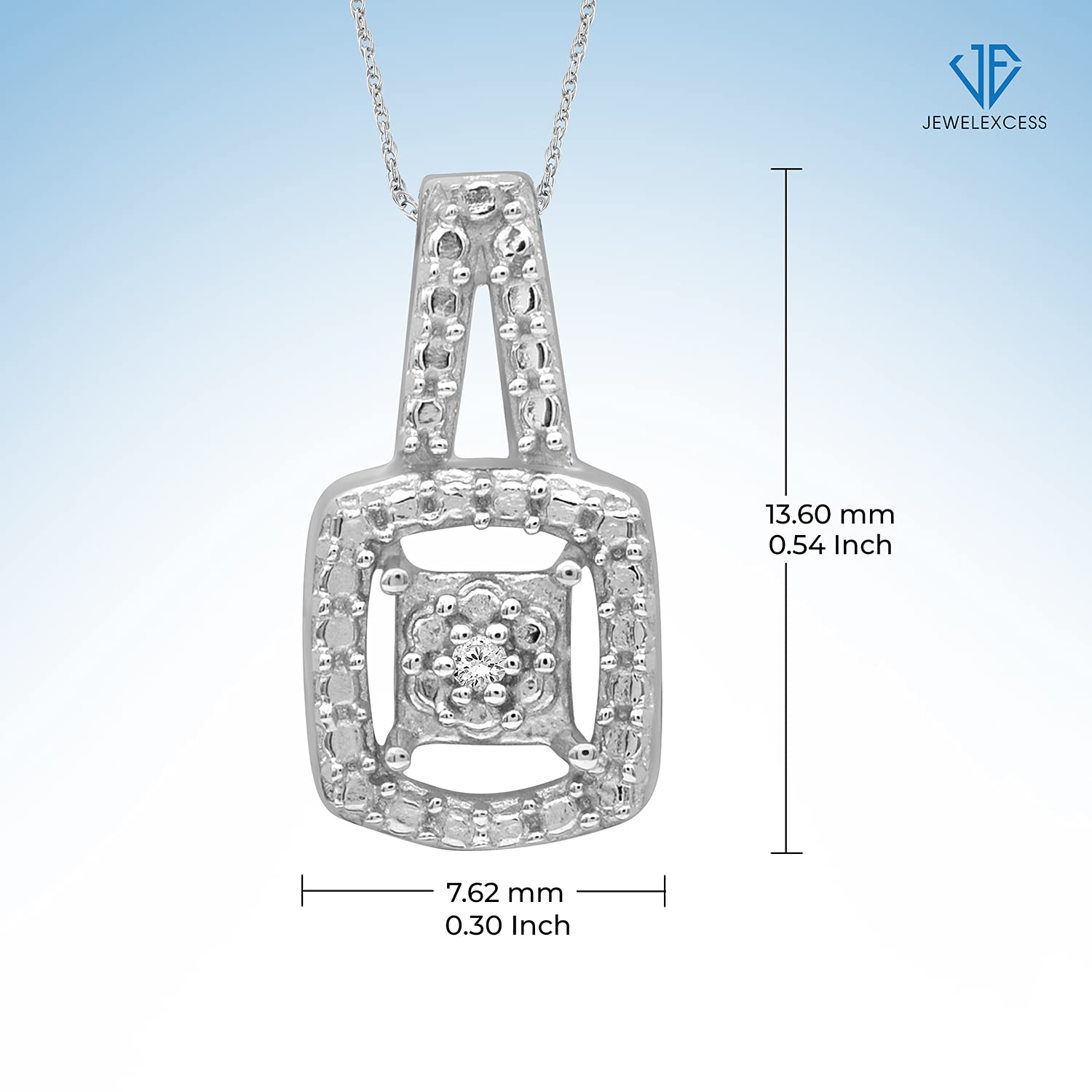 JEWELEXCESS 3-Piece White Diamond Sterling Silver Jewelry Set - Square Shaped Earrings, Necklace & Rings for Women - Elegant Gift for Birthday, Anniversary & Special Occasions - Perfect for Parties, Weddings & Everyday Wear