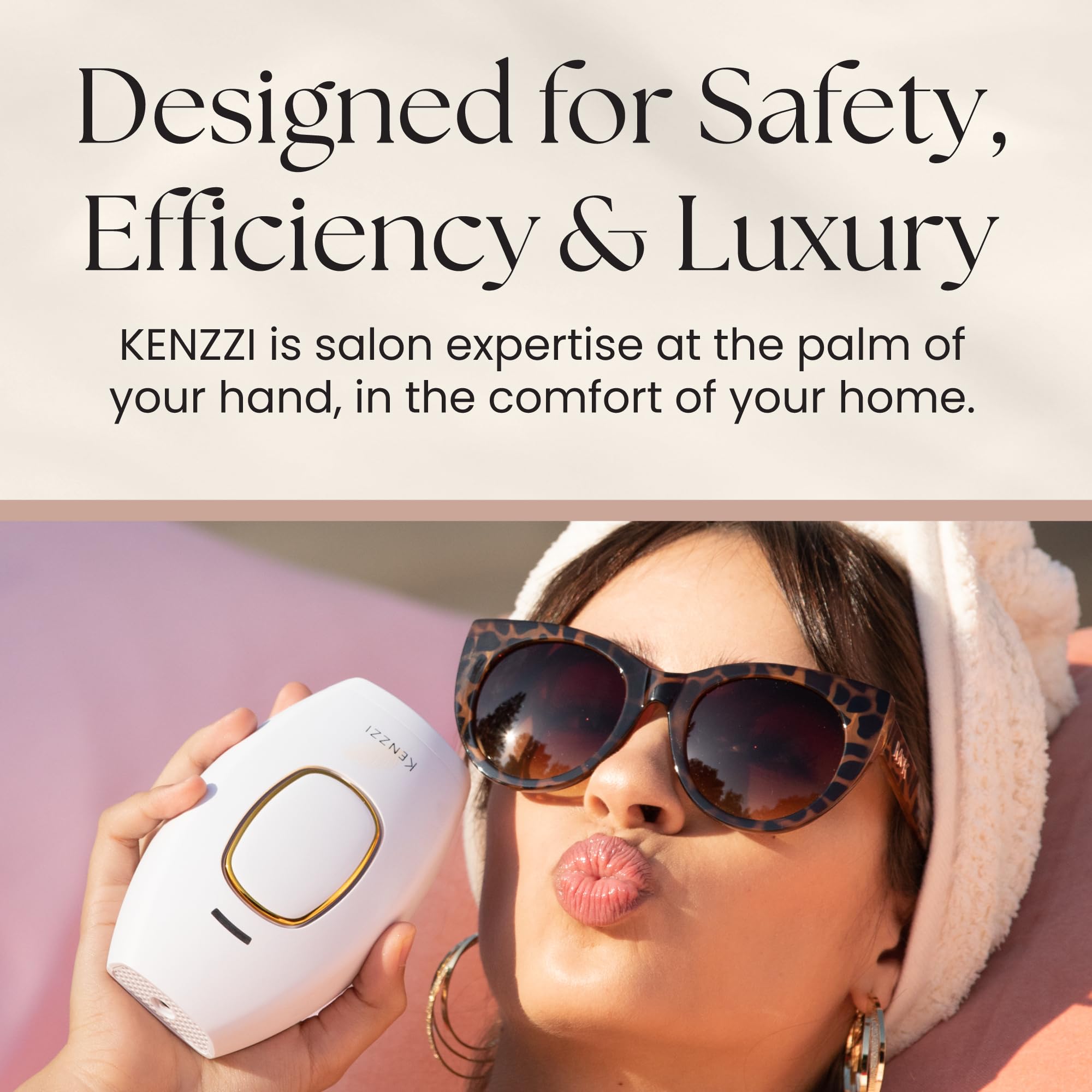 Kenzzi IPL Hair Removal Device for Women & Men - Painless At-Home Laser Hair Removal Handset for Face & Body, Permanent Hair Reduction Alternative to Salon Treatments | Smooth Skin for Bikini, Legs, Underarms & More
