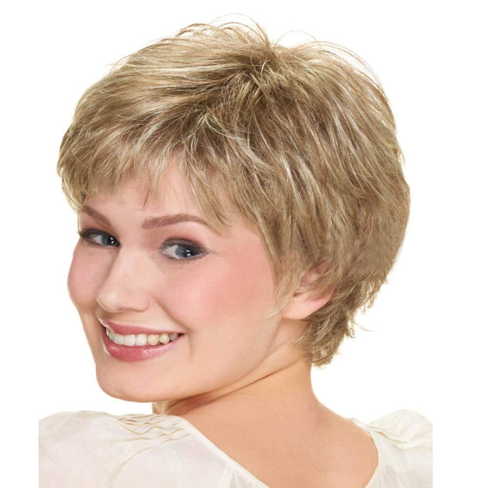 Short Pixie Cut Blonde Wig for Women - Fluffy Curly Synthetic Heat Resistant Fiber Full Wig - Perfect for Cosplay, Costume Parties & Daily Fashion