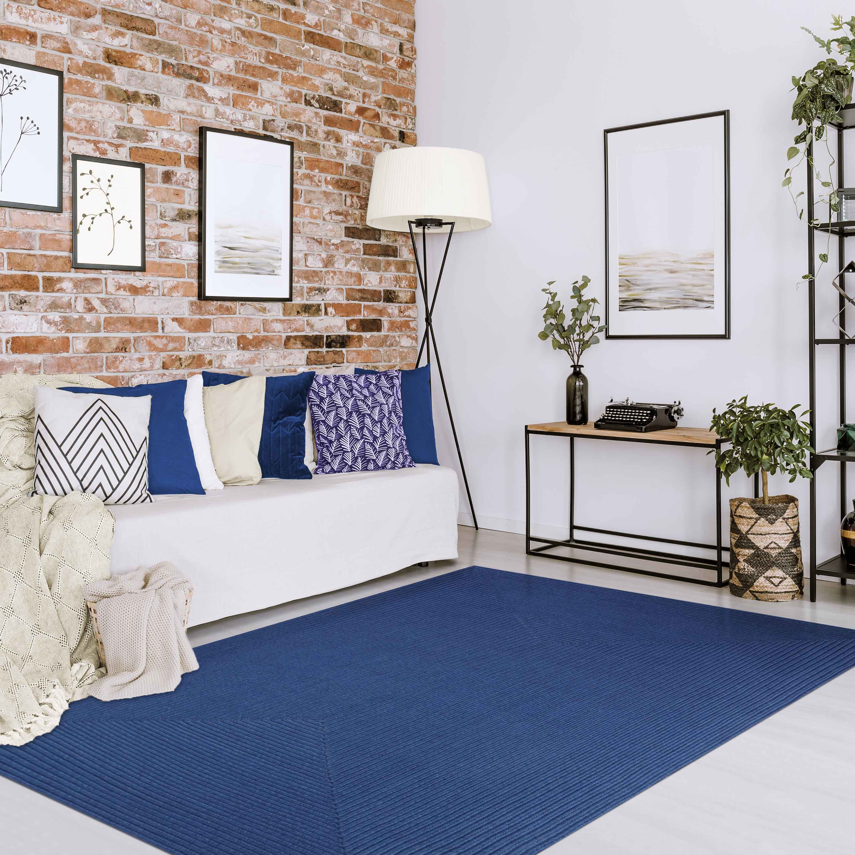 Bohemian Rectangle Braided Area Rug - Non-Slip Indoor Outdoor Rug for Living Room, Bedroom, Patio - Soft Woven Jute Natural Fiber Floor Mat for Home Decor