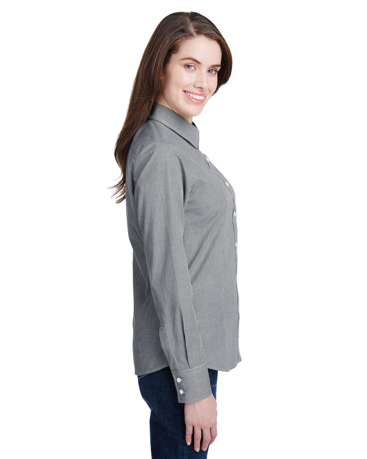 Reprime RP320 Women's Microcheck Gingham Long Sleeve Cotton Shirt - Artisan Collection | Casual Office Wear & Spring Fashion Staple