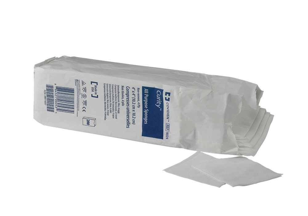 Curity Non-Woven All-Purpose Sponges 4x4 Inches 4-Ply - Pack of 200 | Non-Sterile Medical Gauze for First Aid, Wound Care & Cleaning | Ideal for Hospitals, Clinics & Home First Aid Kits