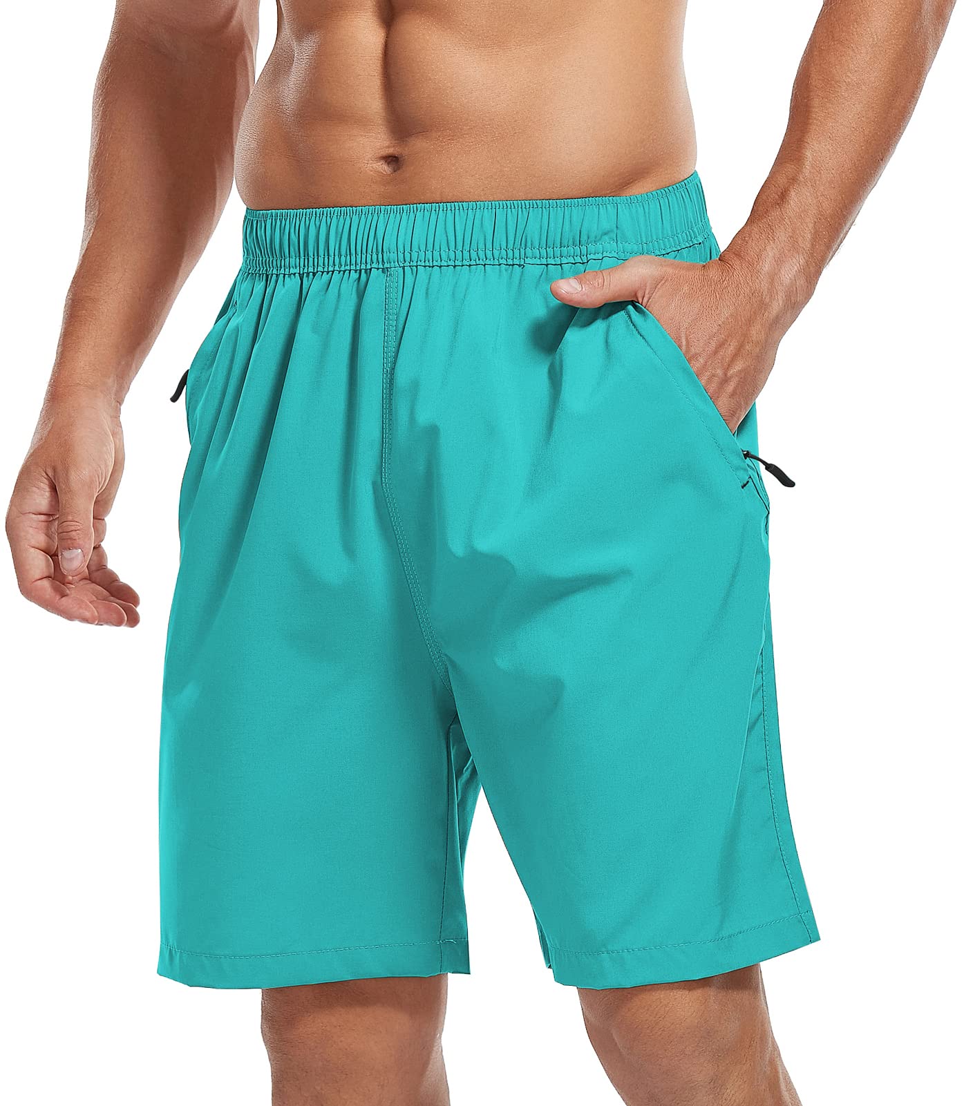 SPOSULEI Men's Quick-Dry Hiking Shorts - Water Resistant Lightweight Athletic Shorts with Zipper Pockets for Outdoor Running, Camping & Travel