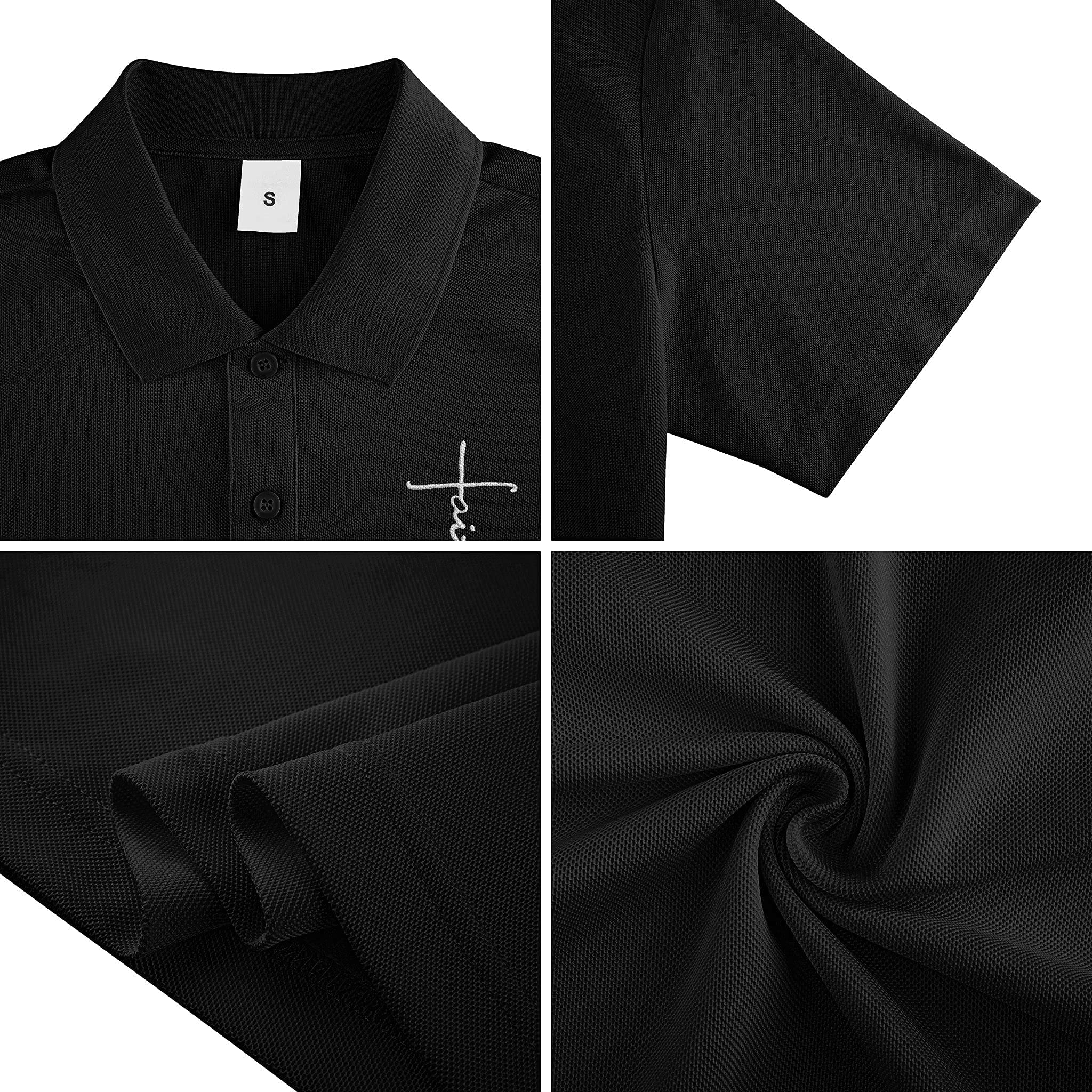 Faith-Inspired Jesus Christ Embroidery Logo Polo T-Shirt for Men - Religious Christian Short Sleeve Summer Tee - Perfect for Church, Bible Study & Everyday Worship