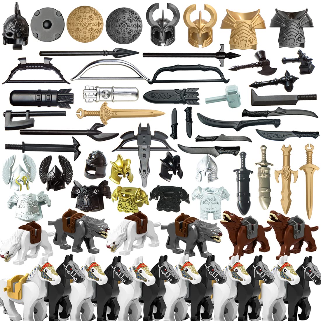 Ancient Greek Roman Medieval Egypt Viking Military Helmet & Armor Building Blocks Set - 62PCS Mini Brick Toy Accessories Kit Compatible with Lego Figures - Perfect for History Lessons, DIY Scenes & Battle Reenactments