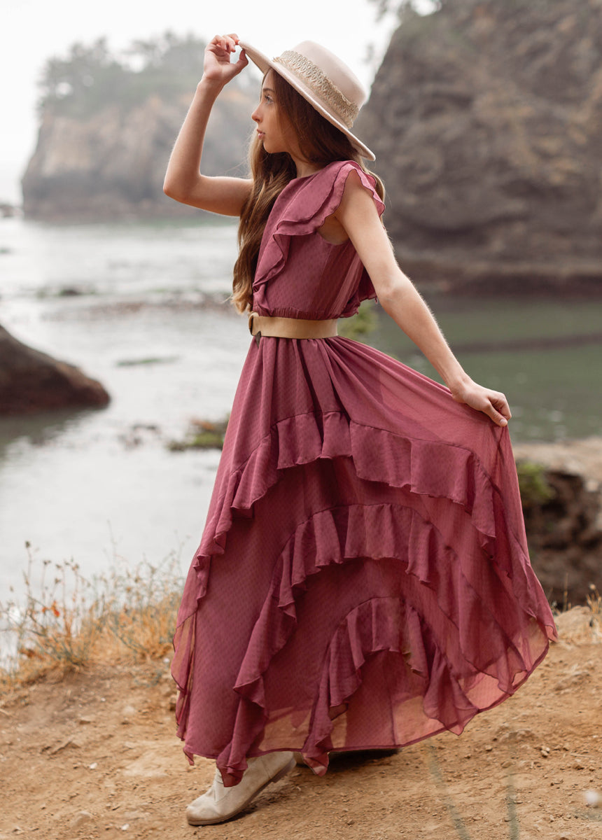 Sylviane Floral Embroidered Dress in Rosette - Elegant Women's Party & Wedding Guest Dress for Special Occasions