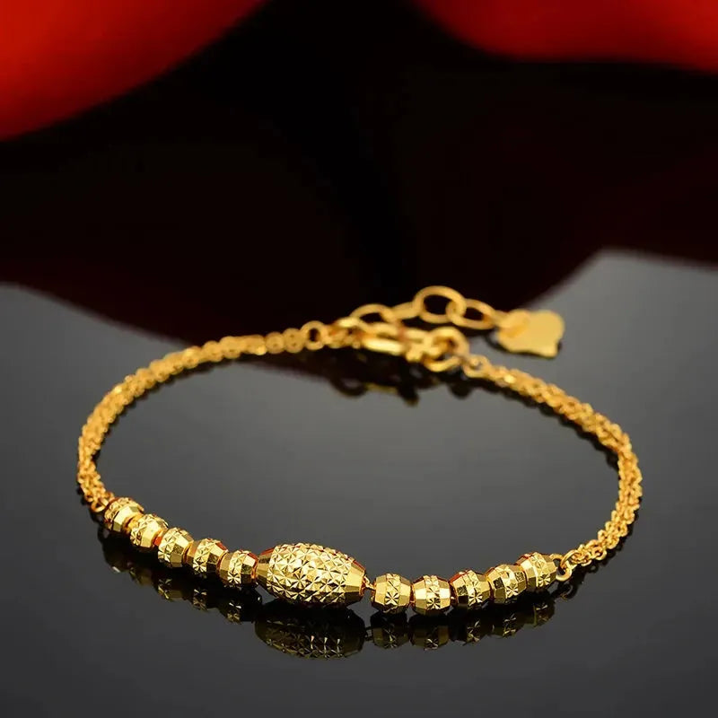 24K Pure Gold Bracelet for Women - 999 Solid Real Gold Bangle - Elegant Romantic Classic Jewelry Gift for Her - Perfect for Anniversaries, Weddings & Special Occasions