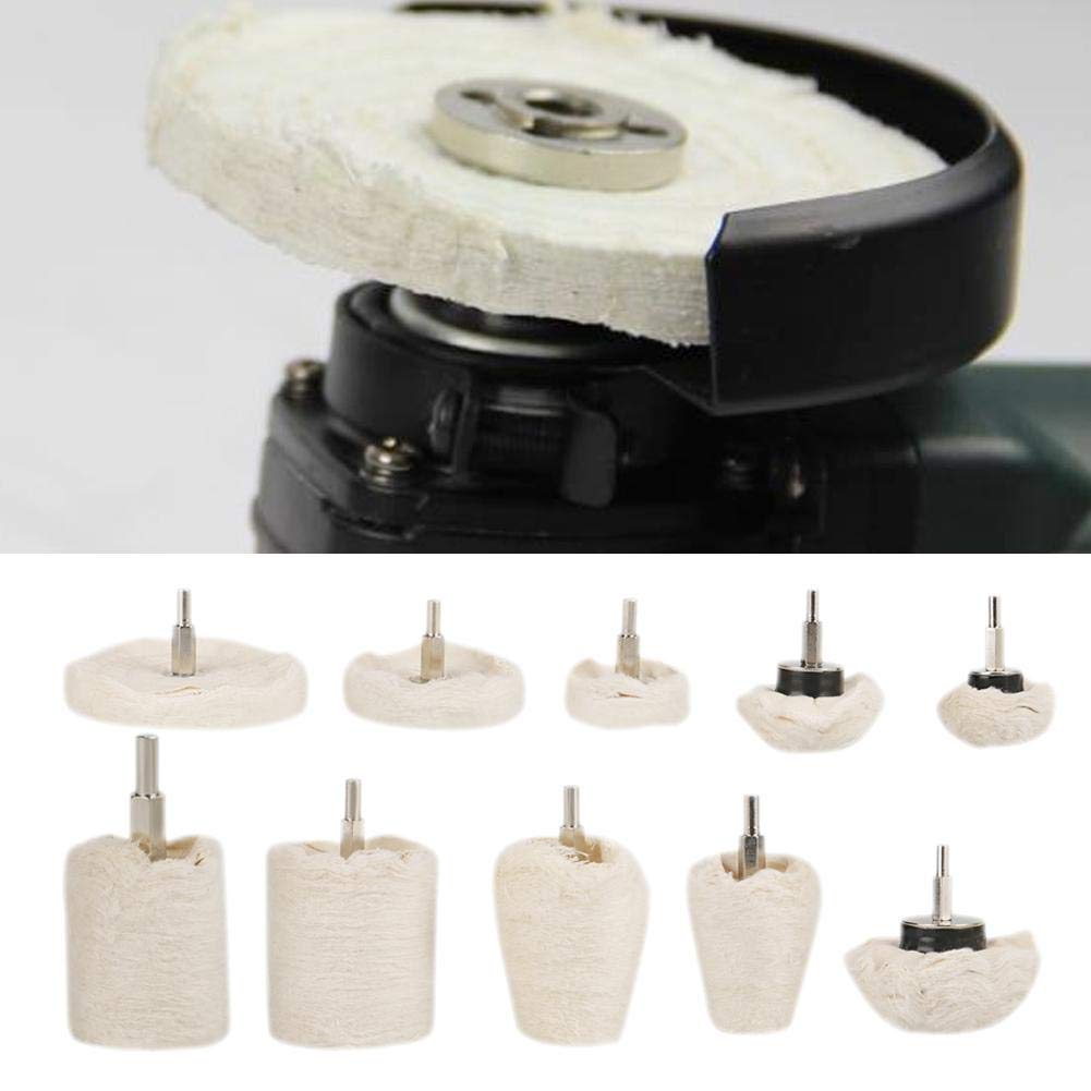10Pcs White Cotton Polishing Wheel Set - Buffing & Polishing Pads Kit for Metal, Wood & Automotive Detailing - Perfect for DIY, Jewelry Making & Car Restoration