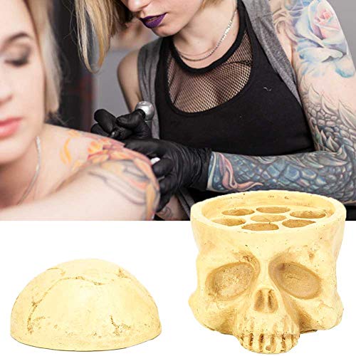 Skull Shaped 7-Hole Tattoo Ink Cup Holder - Pigment Cup Cap Stand for Tattoo Artists & False Eyelash Glue Container - Perfect for Tattoo Studios & Beauty Salons