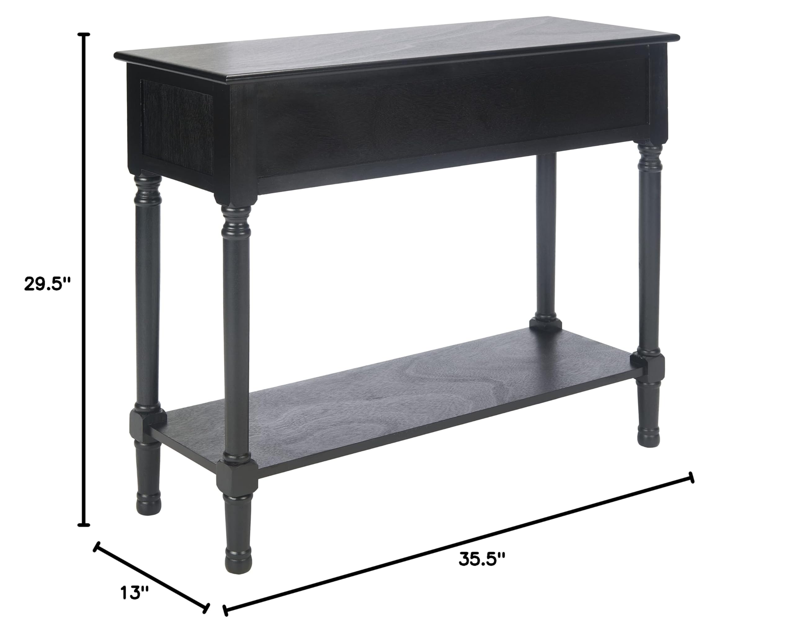 Safavieh Haines Black 2-Drawer Console Table with Bottom Shelf - Modern Entryway Sofa Table for Living Room, Hallway & Foyer Decor