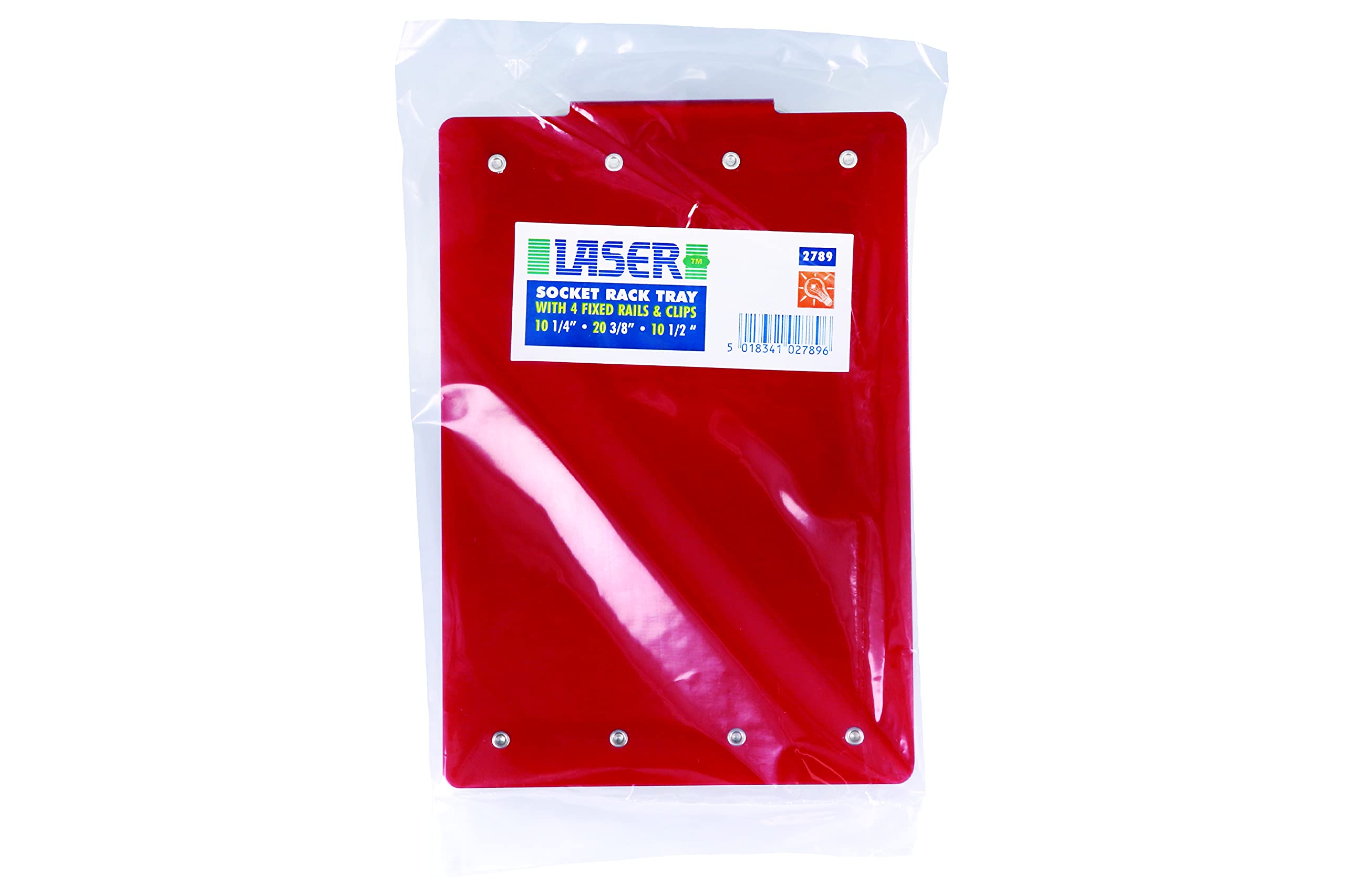 Laser 2789 Small Red Socket Rail Rack - Organize & Store Sockets for Automotive & DIY Tool Kits
