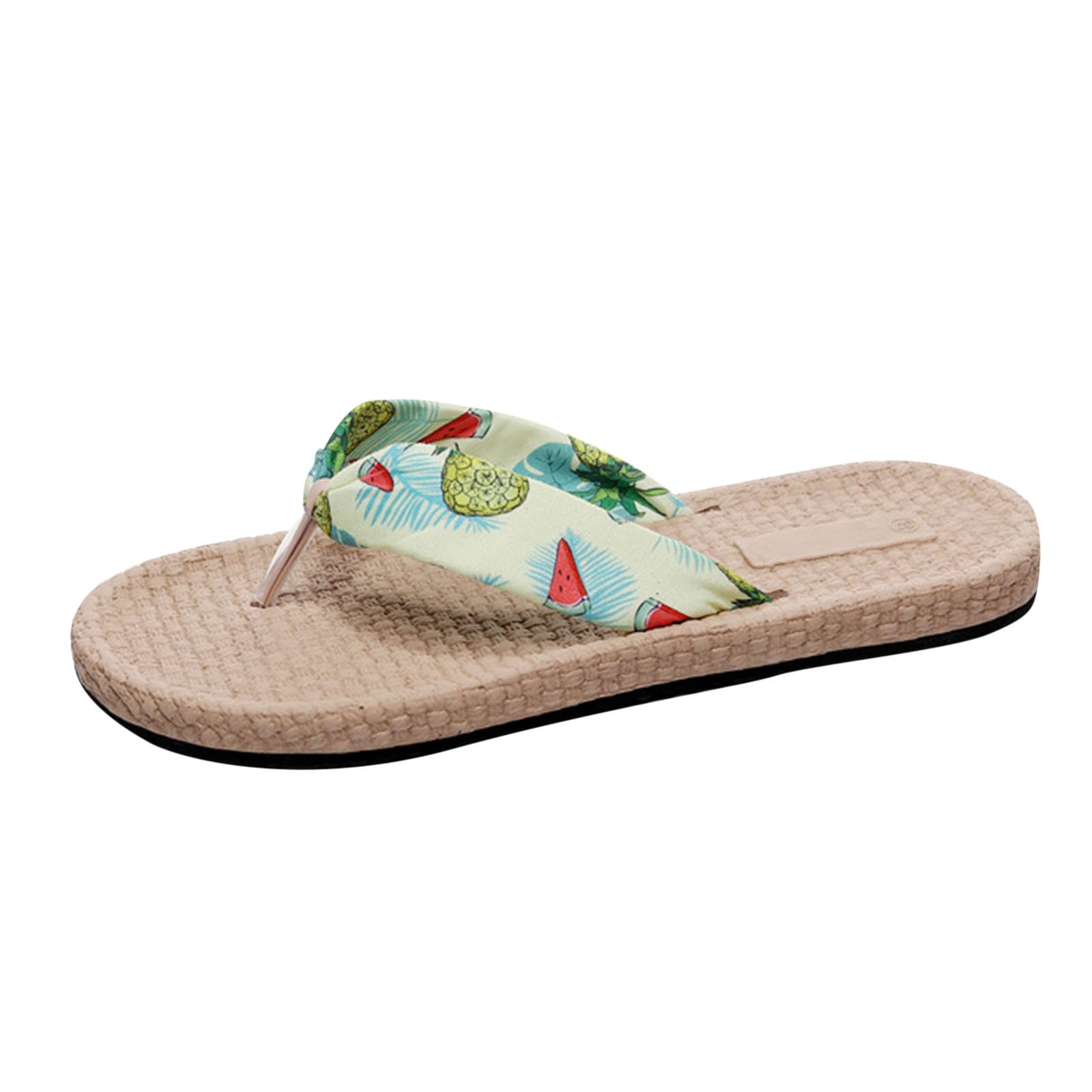 Women's Fashion Slides - Spring Summer Flip Flops with Fruit Pattern, Flat Bottom Beach Sandals for Women & Girls (Mint Green, Size 7.5) | Perfect for Poolside, Vacation, and Casual Outings