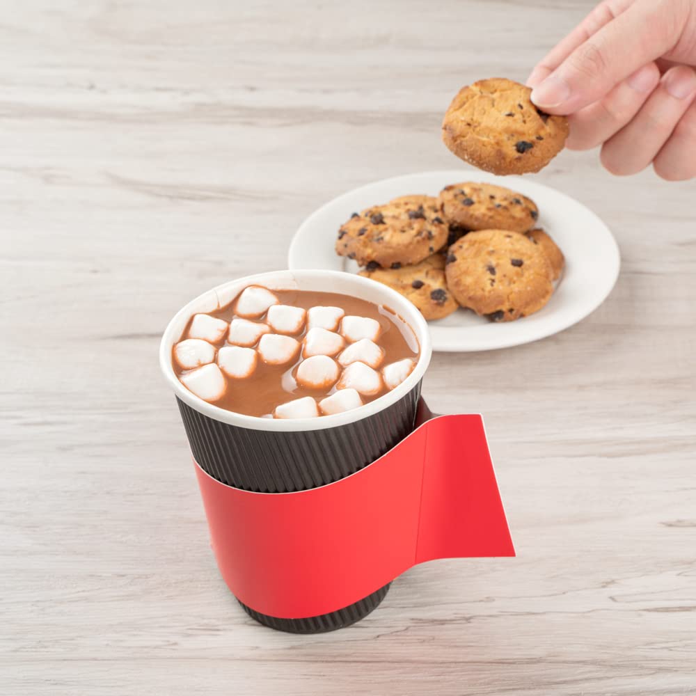 Restpresso Hot Coffee Sleeves with Handle - 1000 Disposable Cup Sleeves for 12, 16 & 20 oz Cups | Red Paper Cup Jackets for Coffee Shops, Cafes & Takeout (Cups Sold Separately) - Perfect for Baristas, Coffee Shops & Office Break Rooms