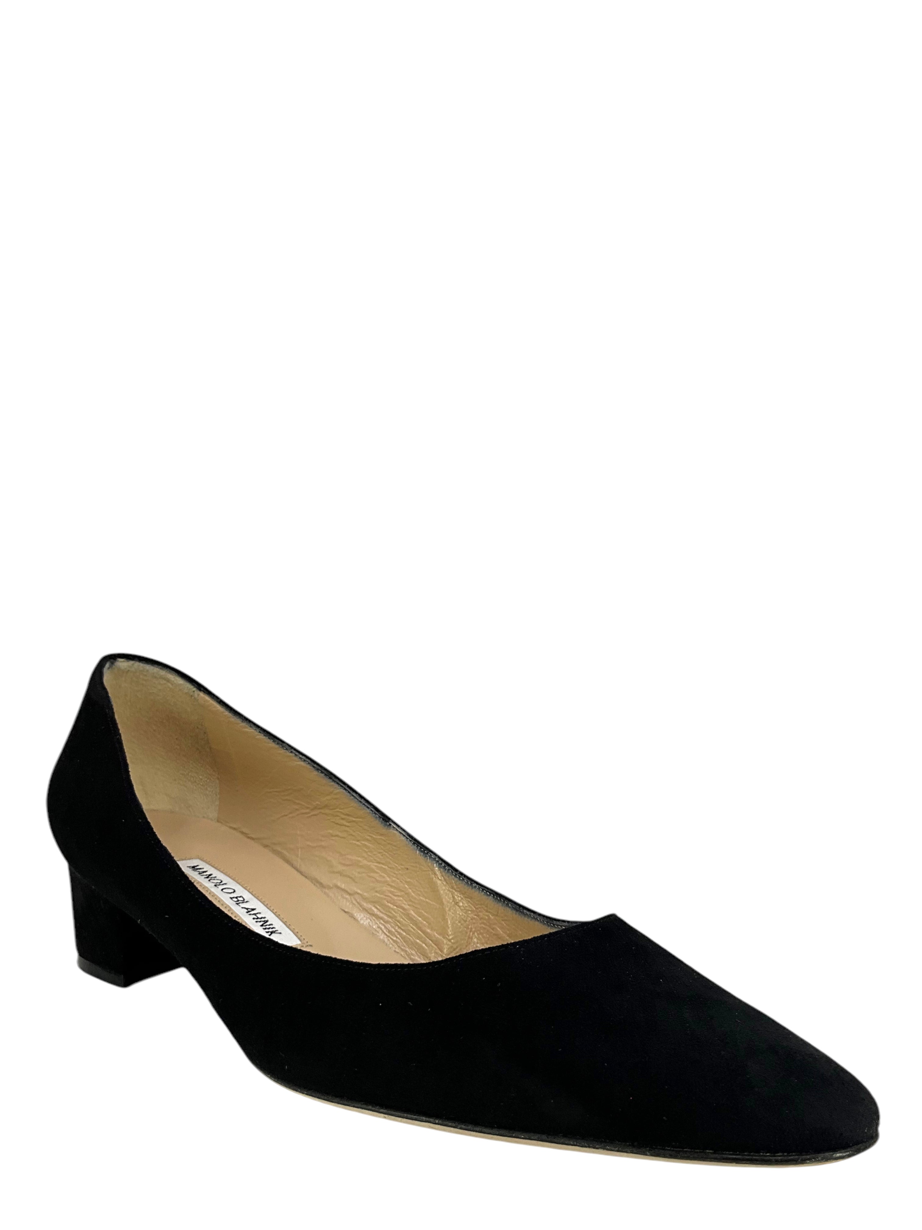 Manolo Blahnik Listony Block Heel Suede Pumps - Women's Size 10 | Comfortable & Stylish High Heels for Office, Party & Special Occasions