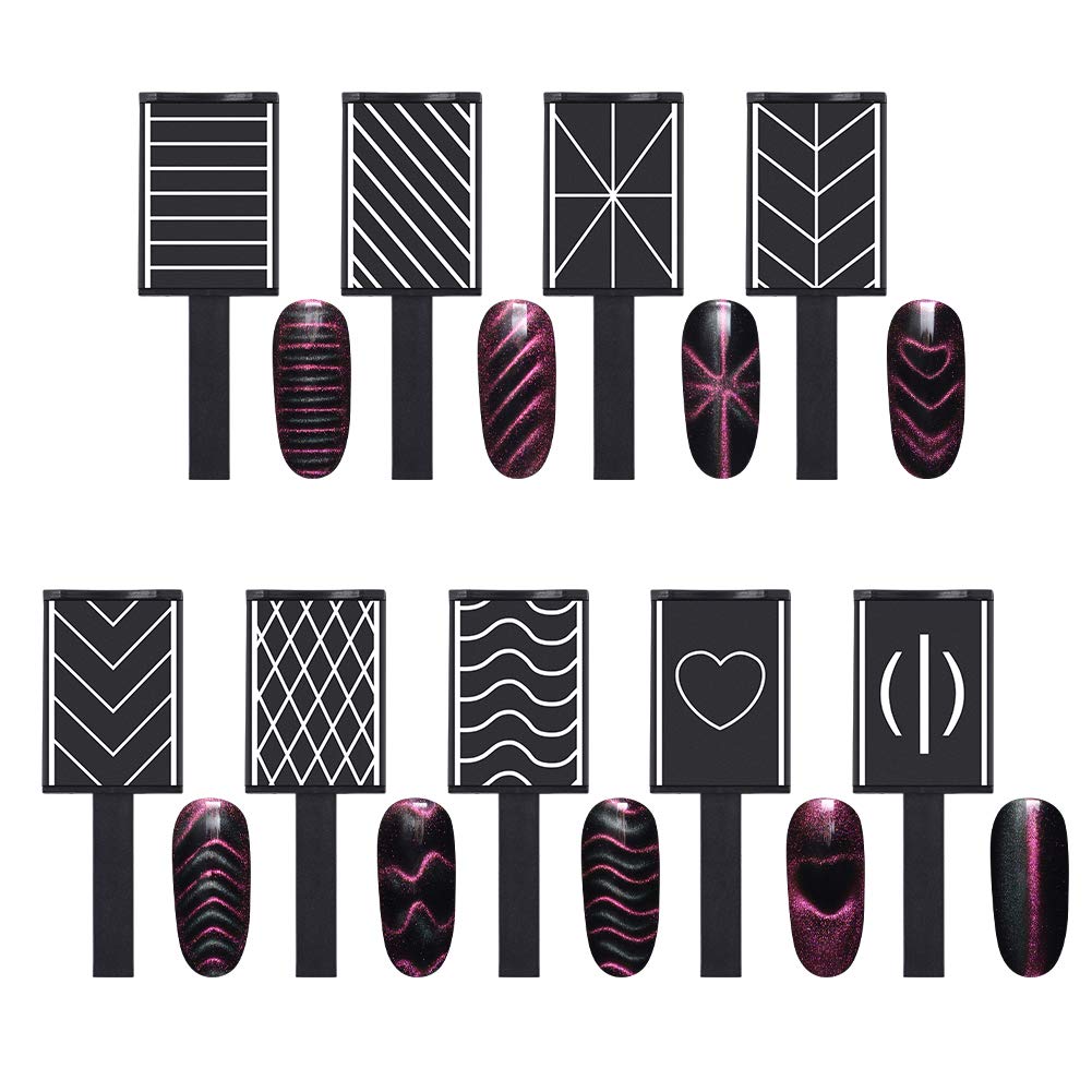 11-Piece Nail Magnet Tool Kit for Cat Eye Gel Polish - Magnetic Plate, Pen & Wand for DIY 3D Magnetic Nail Art | Perfect for Salon, Home Manicures & Nail Design Enthusiasts