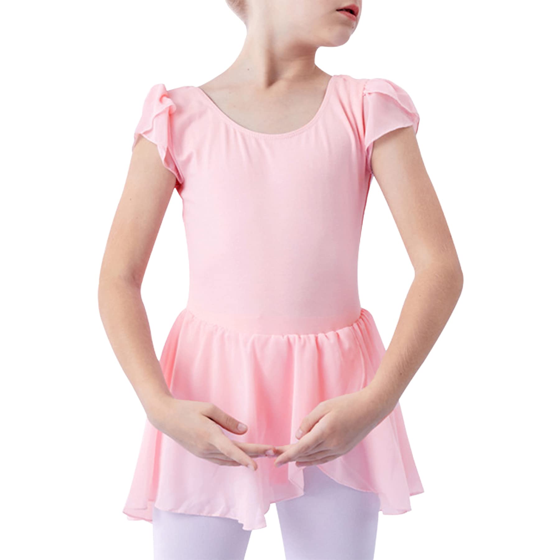 Zando Girls Ballet Leotard with Tulle Skirt - Short Sleeve Gymnastics Leotard for Toddlers - Perfect for Dance Class, Recitals & Ballet Performances
