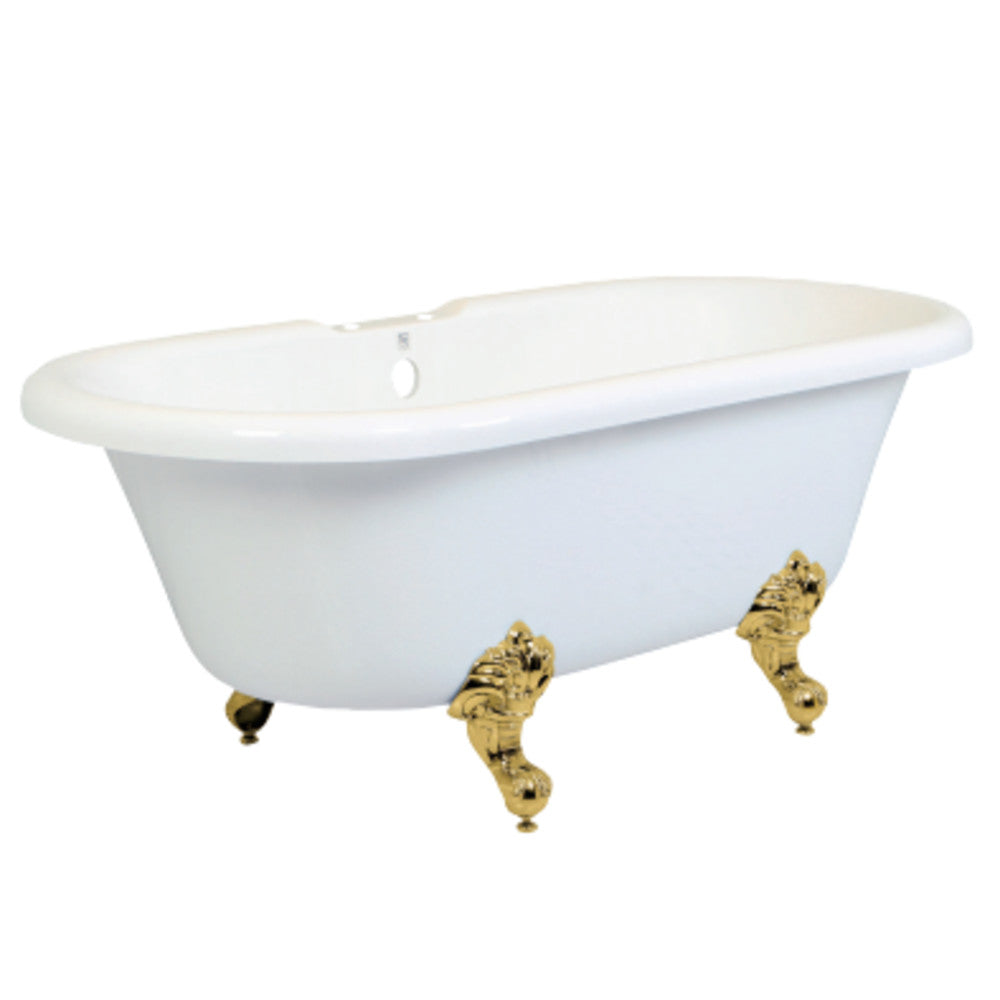 67 Inch Acrylic Double Ended Clawfoot Bathtub with 7
