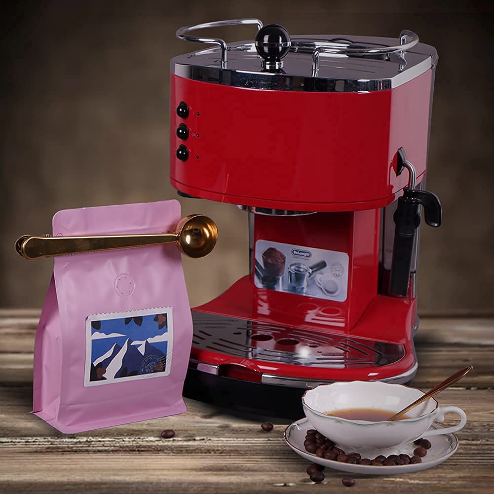 Premium Flat Bottom Coffee Bags with One-Way Valve - High Barrier Aluminum Foil Stand-Up Pouches for Fresh Coffee Beans Storage (8oz/50pc, Pink) | Reusable, Heat Sealable with Side Zipper | Perfect for Home Roasters, Coffee Shops & Bulk Storage