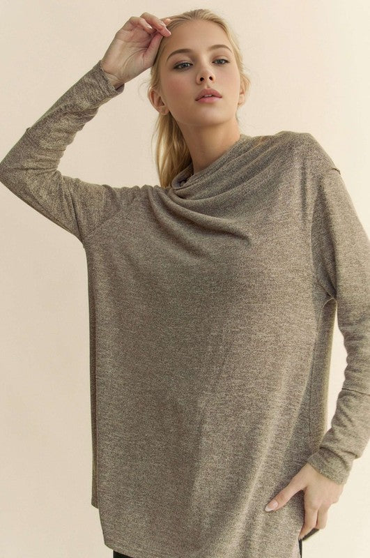 Stylish Slit Mock Neck Long Sleeve Tops for Women | Trendy Casual & Office Wear | Perfect for Layering, Work Outfits & Everyday Fashion