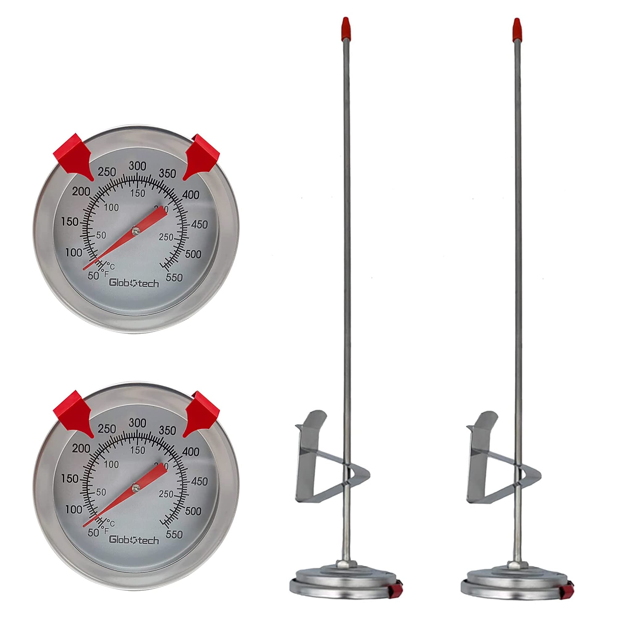 Meat Candy Deep Fry Thermometer - 2 Inch Dial, 12 Inch Stainless Steel Stem Cooking Thermometer for Grilling, Turkey, BBQ, Deep Frying - Perfect for Home Chefs and Outdoor Cooking (Pack of 2)