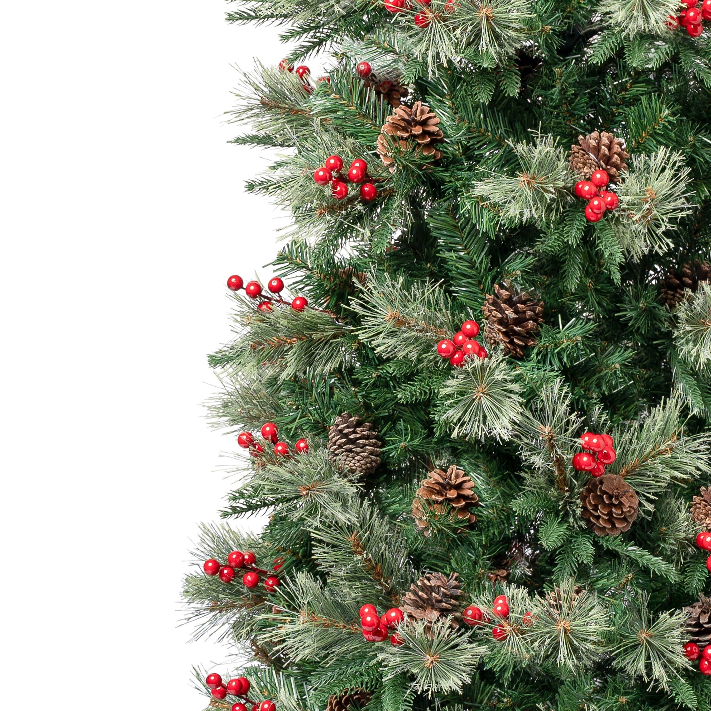 7.5 ft Virginia Pine Artificial Christmas Tree - Realistic Slim Holiday Tree for Home, Office & Party Decor | Mixed Feel Technology for Lifelike Appearance