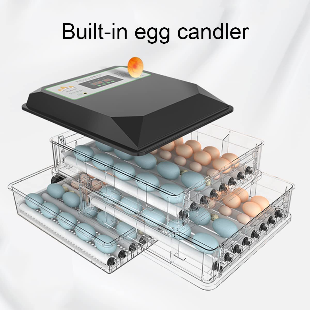 96 Egg Incubator Automatic Digital Poultry Hatcher with Egg Candler & Auto Turner - 96 Eggs Capacity for Chicken, Duck, Quail Eggs - Perfect for Home Farming, Poultry Breeding & Classroom Education