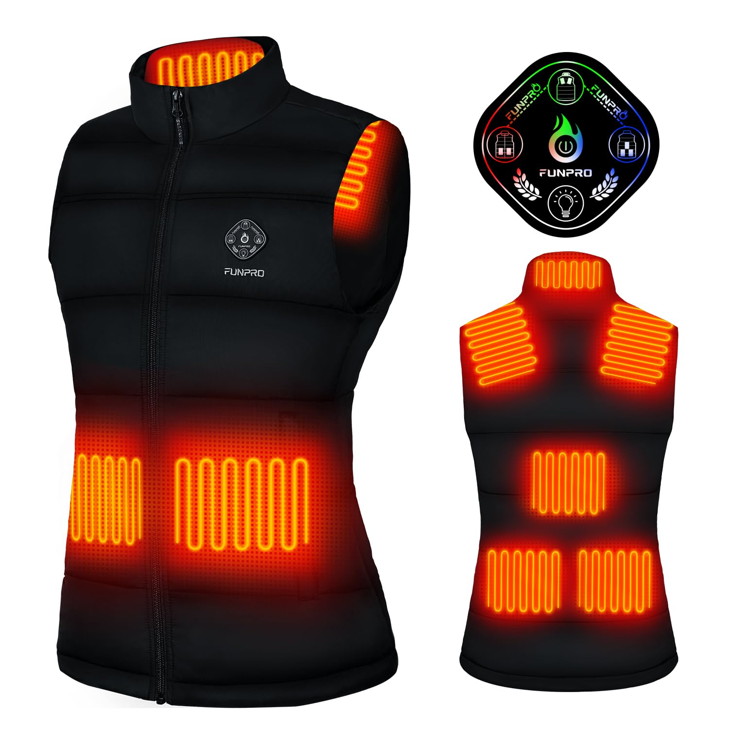 Women's Heated Vest with 5-in-1 Smart Controller - Lightweight Winter Jacket for Outdoor Activities, Hiking & Camping (Battery Pack Not Included) - Perfect for Cold Weather, Travel & Daily Commute