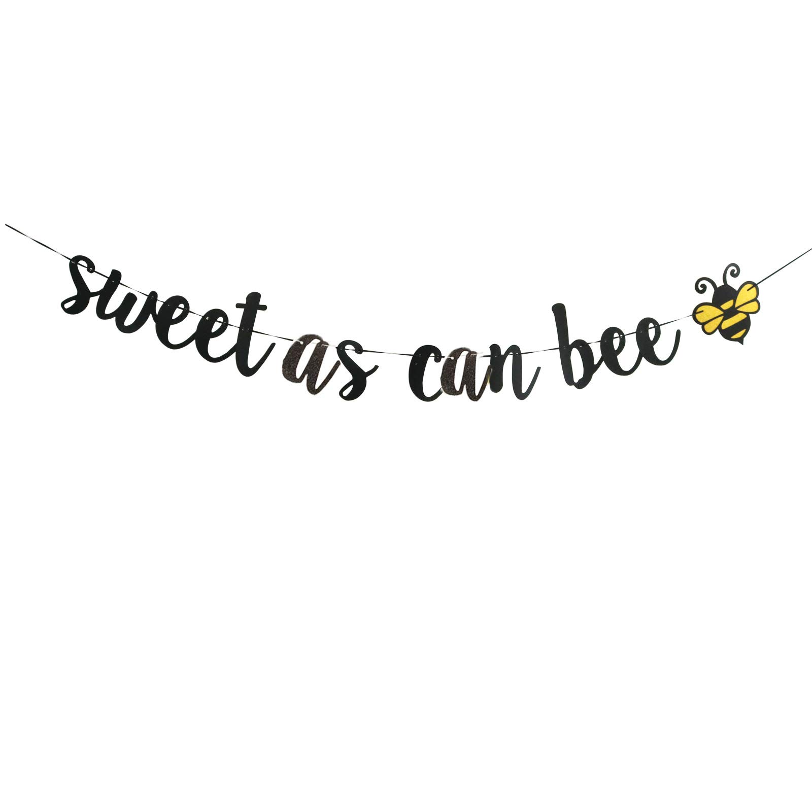 Sweet As Can Bee Banner - Bumble Bee Baby Shower & Gender Reveal Party Decorations (Black) | Perfect for Nursery Wall Decor, Birthday Parties & Spring Themed Events