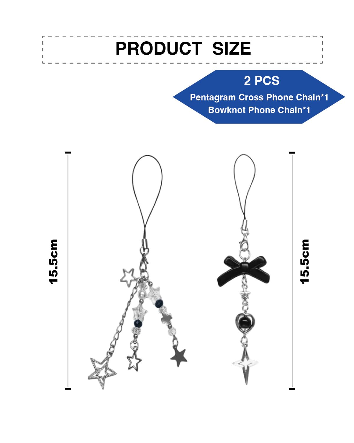 Cute Phone Charms - 2pcs Delicate Pendant Keychain for Cell Phone & Camera Accessories - Perfect for Selfies & Gifts