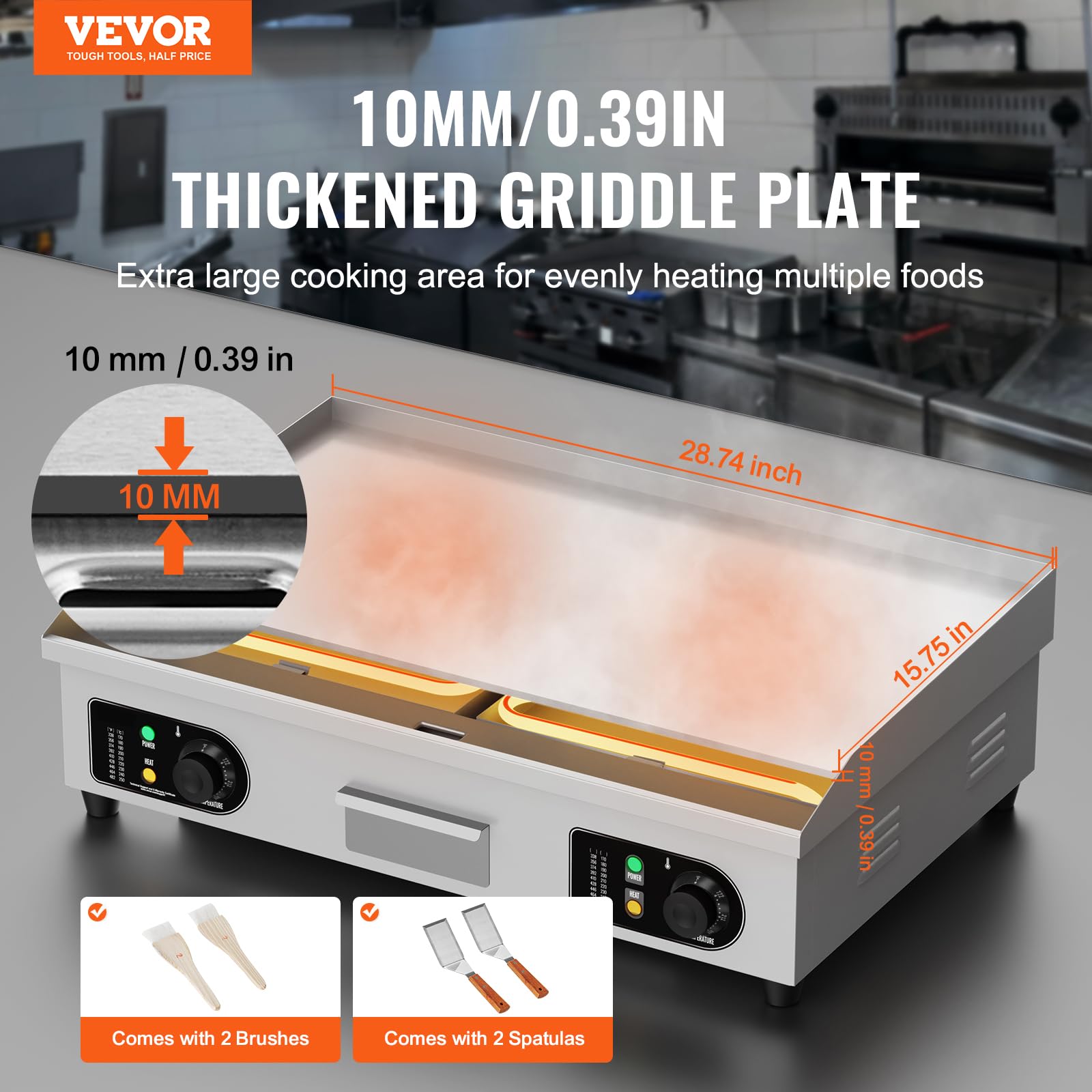 VEVOR 4400W Commercial Electric Griddle, 29