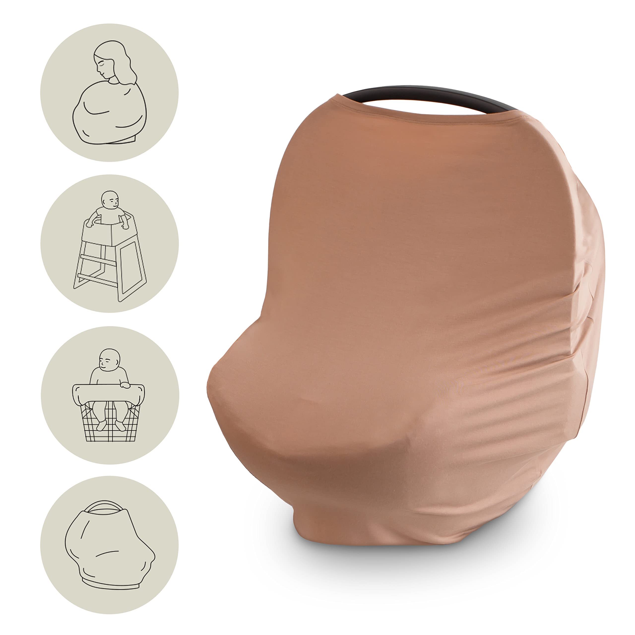 Mushie Baby Car Seat Canopy Cover - Breathable & Stretchy Multi-Use Nursing Cover for Breastfeeding, High Chair, Shopping Cart, Stroller - Natural Cotton Fabric - Perfect for On-the-Go Moms & Outdoor Activities