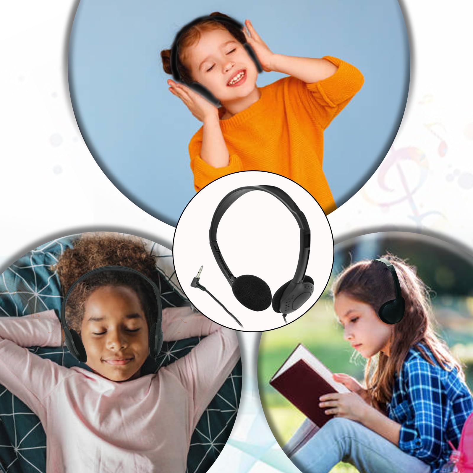 62 Pcs Bulk Classroom Headphones - Adjustable Wired Headband Earphones for Kids & Teens - Perfect for School, Library, and Online Learning