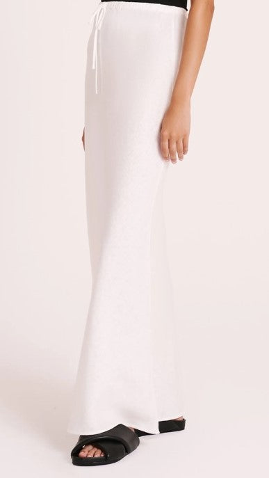 Amani Linen Maxi Skirt for Women - Flowy White Summer Skirt with Pockets | Beach, Vacation & Boho Outfit Essential