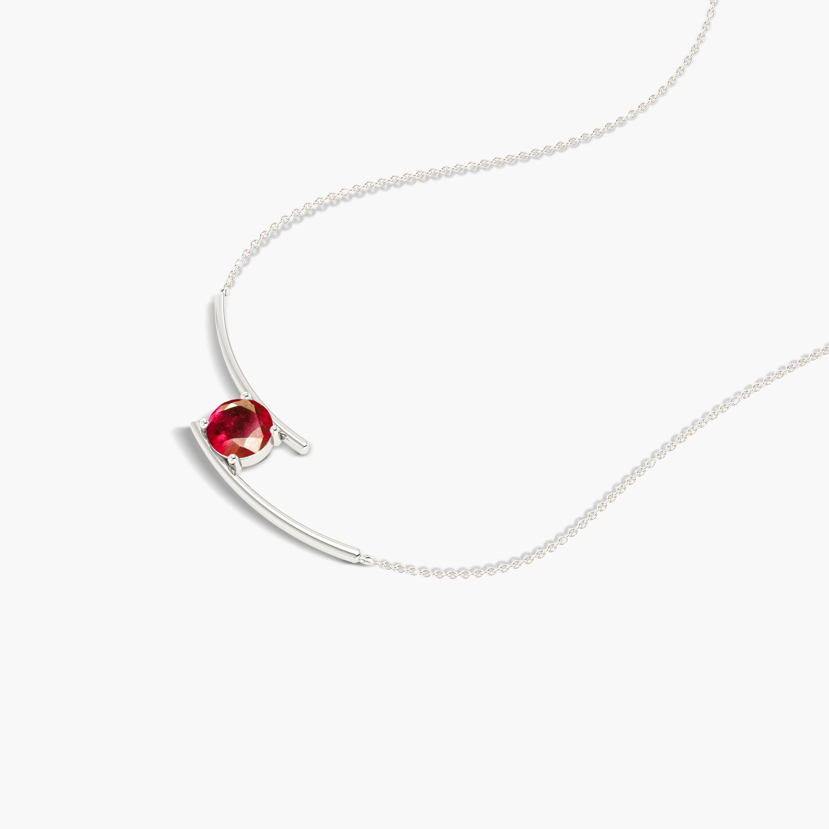 7mm Natural Ruby Bypass Pendant Chain Necklace - Elegant Jewelry for Women, Perfect for Weddings, Anniversaries & Special Occasions