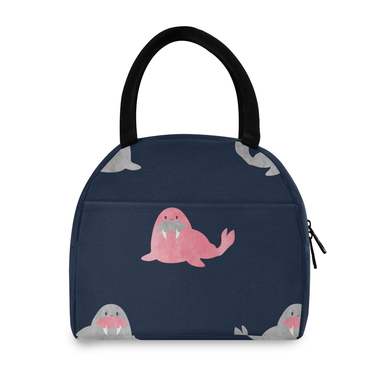 Insulated Lunch Box for Kids & Women - Cute Walrus Design Cooler Bag, Reusable Tote for School, Work & Picnics