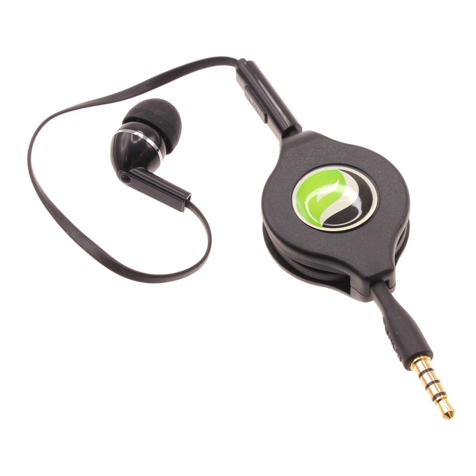 Retractable Mono Earphone Headset with Mic - 3.5mm Jack Compatible with Motorola Moto G Power 5G (2020-2024) - Hands-Free Earbud for Driving, Gaming & Work Calls