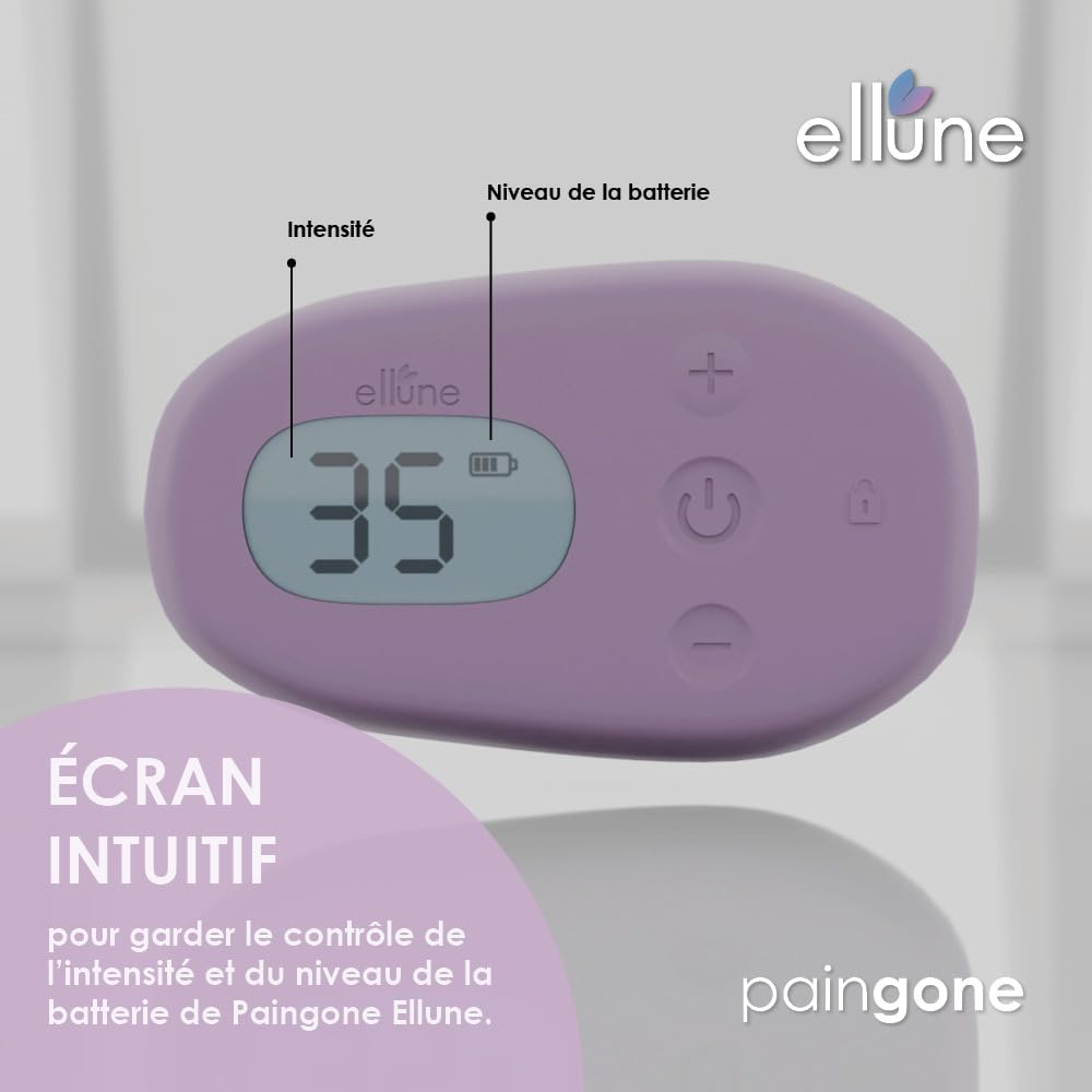 Paingone Ellune - Electric Heating Pad for Menstrual Cramps & Endometriosis Pain Relief - Long Lasting Battery & Intuitive Screen - Doctor Recommended - Sky Blue - Perfect for Home, Office & Travel Use