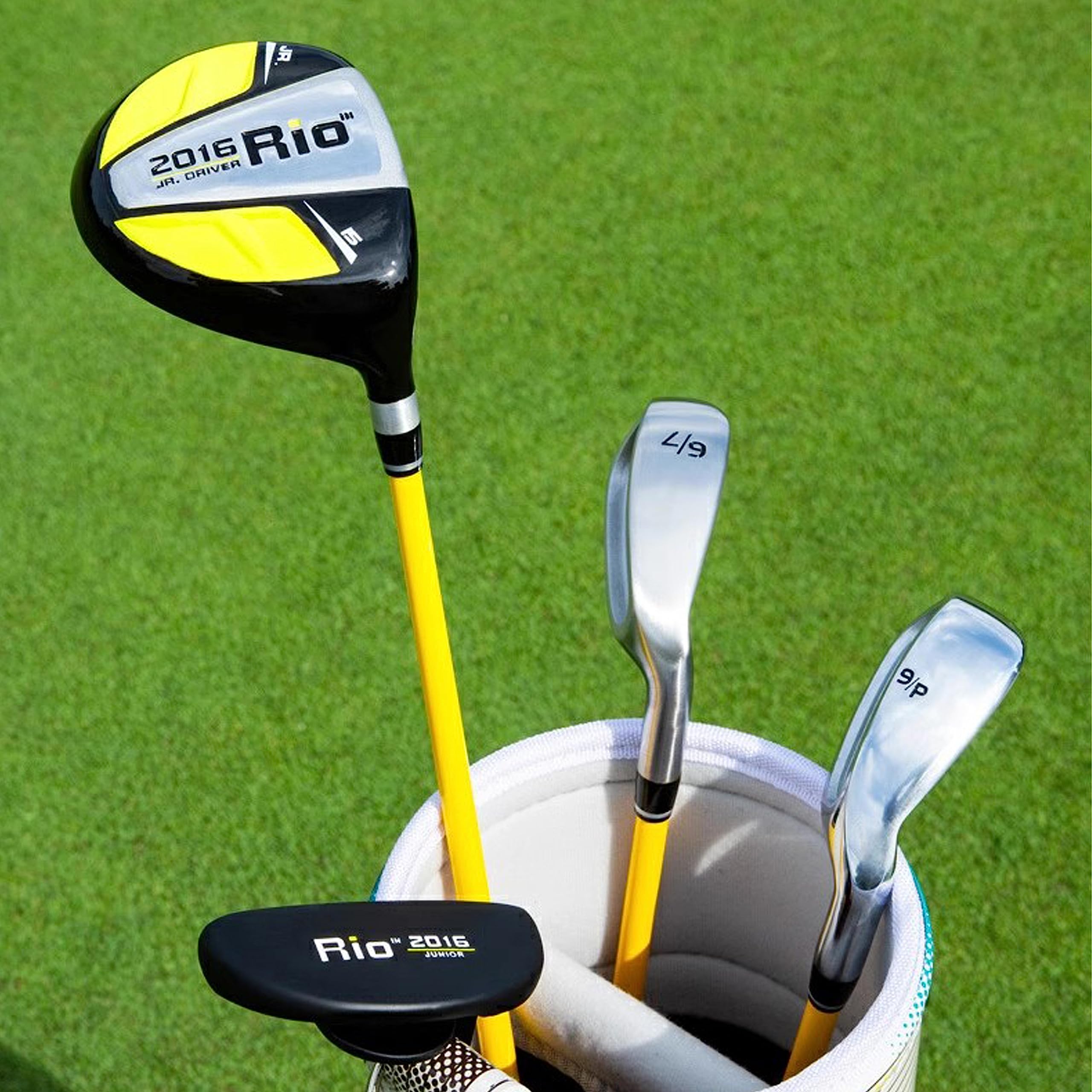 PGM Junior Golf Club Set for Kids - Right Handed Complete Set with 1 Wood, 2 Iron & Putter - Includes Stand Bag - Perfect for Boys & Girls Learning Golf - Ideal for Backyard Practice, Driving Range & Junior Tournaments